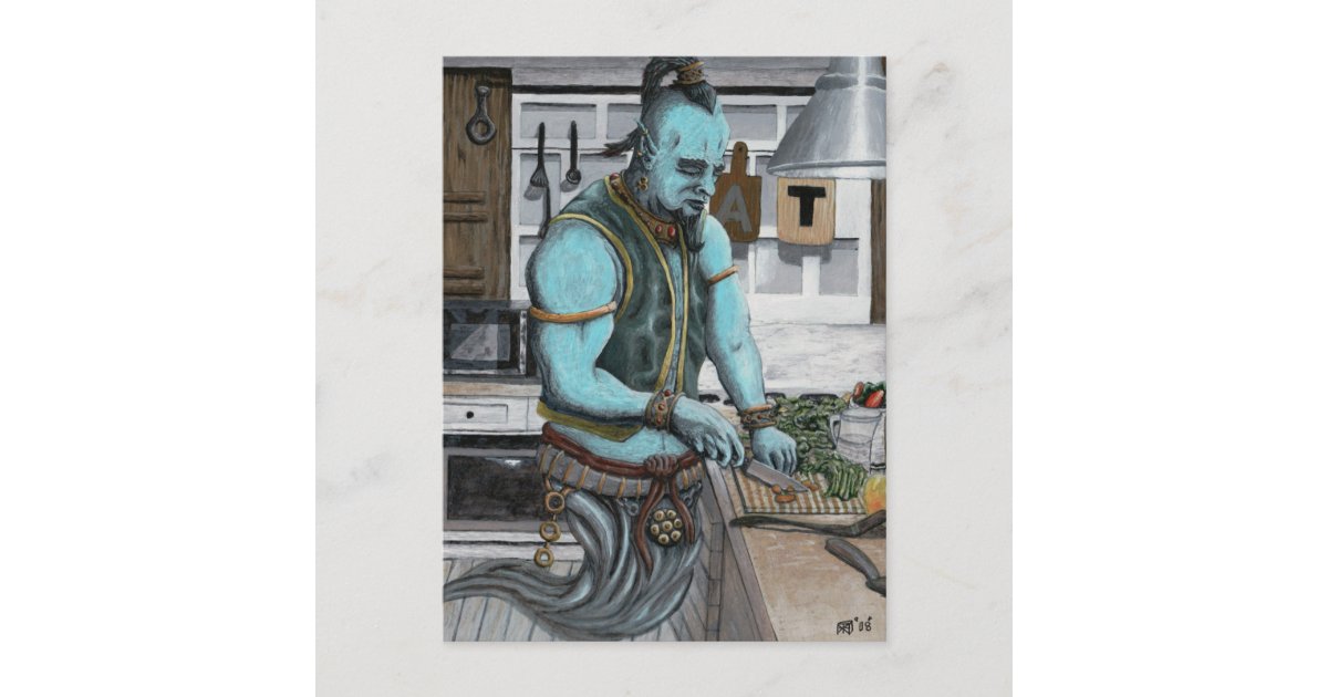 Genie Cooking Kitchen Magic Fantasy Art Postcard | Zazzle