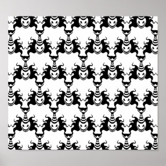 Genie Ghost Coming Out of Lamp Seamless Pattern Poster