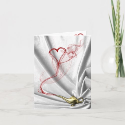 Genie Lamp with Heart Smoke _ Greeting Card