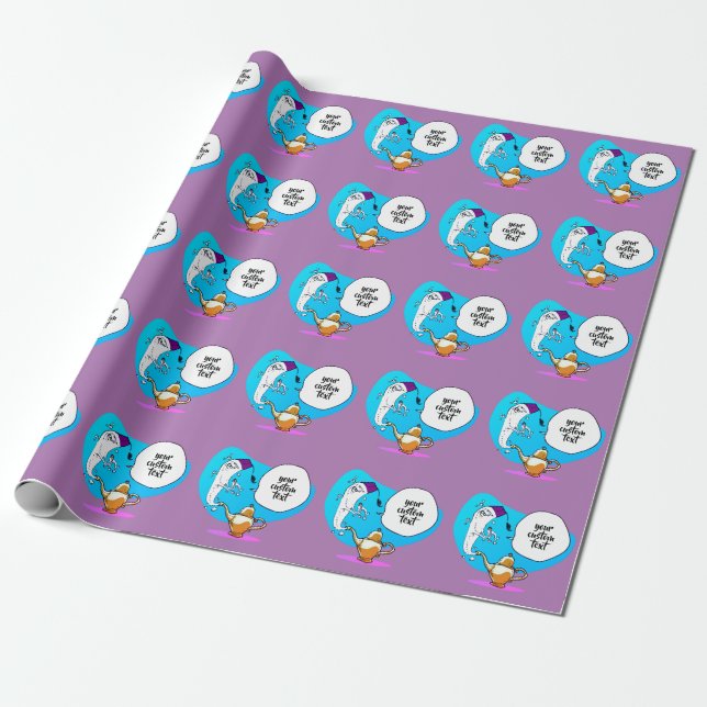 genie of the lamp funny cartoon wrapping paper (Unrolled)