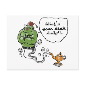 genie of_the lamp with arabic text postcard