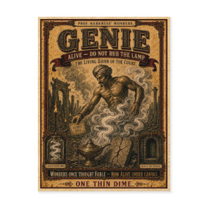 Genie, Vintage Circus Monster Postcard