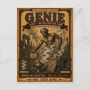 Genie, Vintage Circus Monster Postcard