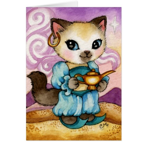 Genies Lamp Aladdin Kitty _ Cute Cat Card