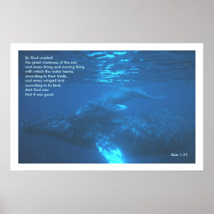 Genisis 1:21 WHALE POSTER PRINT