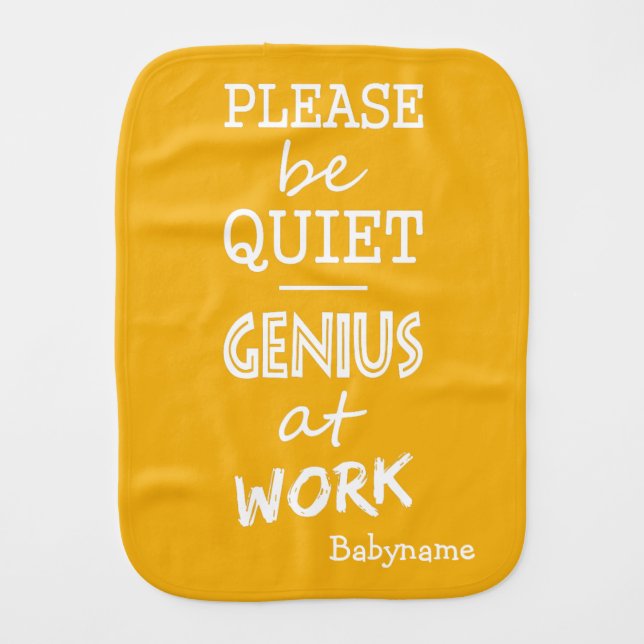 Genius at Work custom color burp cloth (Front)