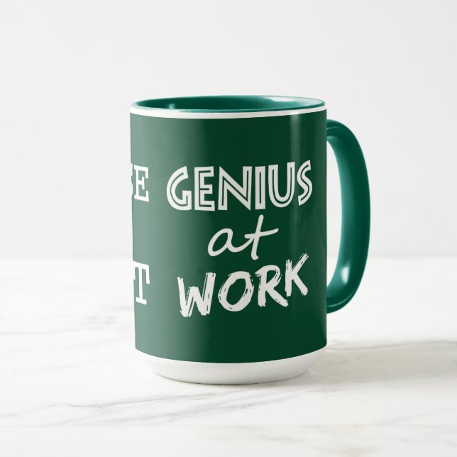 Genius at Work custom color mugs (Front Right)