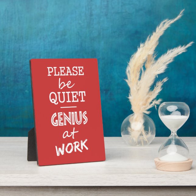 Genius at Work custom color plaque (Side)