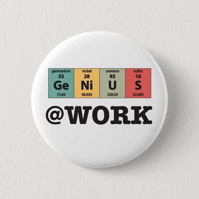 Genius At Work Periodic Table Button (Front)
