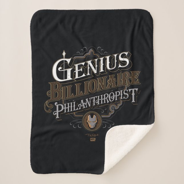 Genius Billionaire Philanthropist Ornate Graphic Sherpa Blanket (Front)