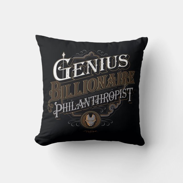 Genius Billionaire Philanthropist Ornate Graphic Throw Pillow (Front)
