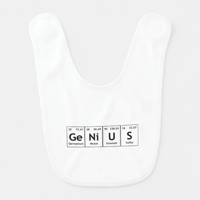 GeNiUS Chemistry Periodic Table Words Elements Baby Bib (Front)