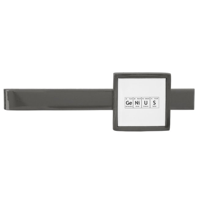 GeNiUS Chemistry Periodic Table Words Elements Gunmetal Finish Tie Bar (Front)