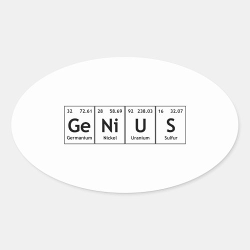 GeNiUS Chemistry Periodic Table Words Elements Oval Sticker