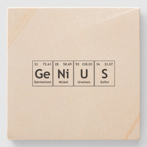 GeNiUS Chemistry Periodic Table Words Elements Stone Coaster