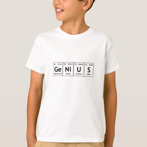 GeNiUS Chemistry Periodic Table Words Elements T_Shirt