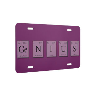 Genius Periodic Elements License Plate