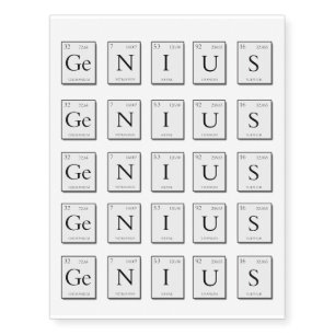 Genius Periodic Elements Temporary Tattoos