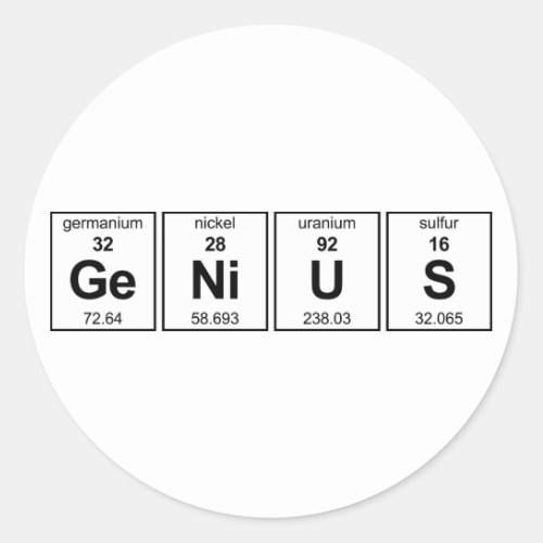 GeNiUS Periodic Table Classic Round Sticker