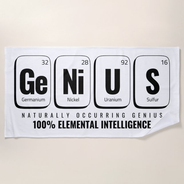 GENiUS Periodic Table - Funny Science Design Beach Towel (Front)