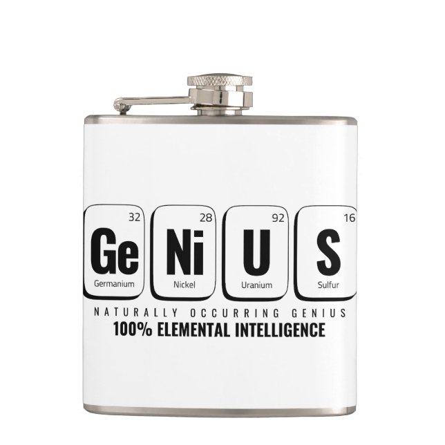GENiUS Periodic Table - Funny Science Design Flask (Front)