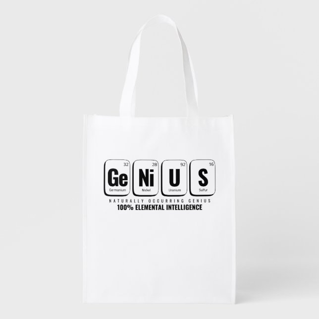 GENiUS Periodic Table - Funny Science Design Grocery Bag (Front)