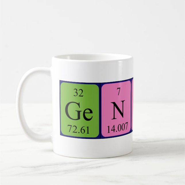 Genius periodic table name mug (Left)