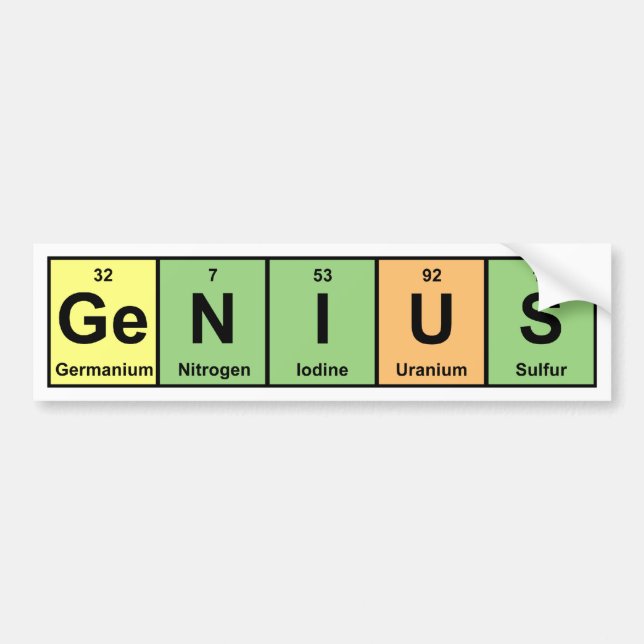 Genius - Periodic Table of Elements Products Bumper Sticker (Front)