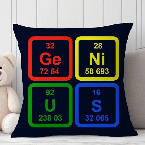 Genius Periodic Table Of Elements Science Decor Throw Pillow