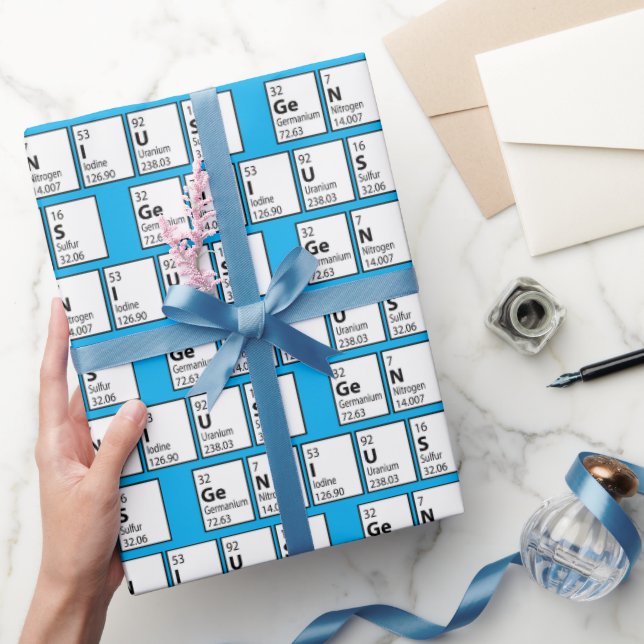 Genius Periodic Table Science Geek Nerd Wrapping Paper (Gifting)
