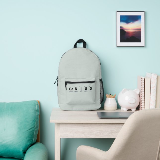 'Genius' Periodic Table Science - Soft Eucalyptus Printed Backpack (Insitu)