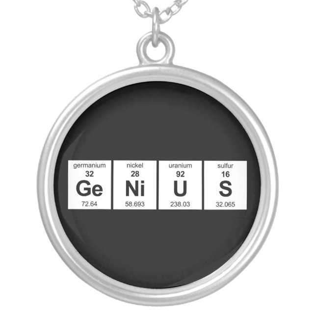 GeNiUS Periodic Table Silver Plated Necklace (Front)