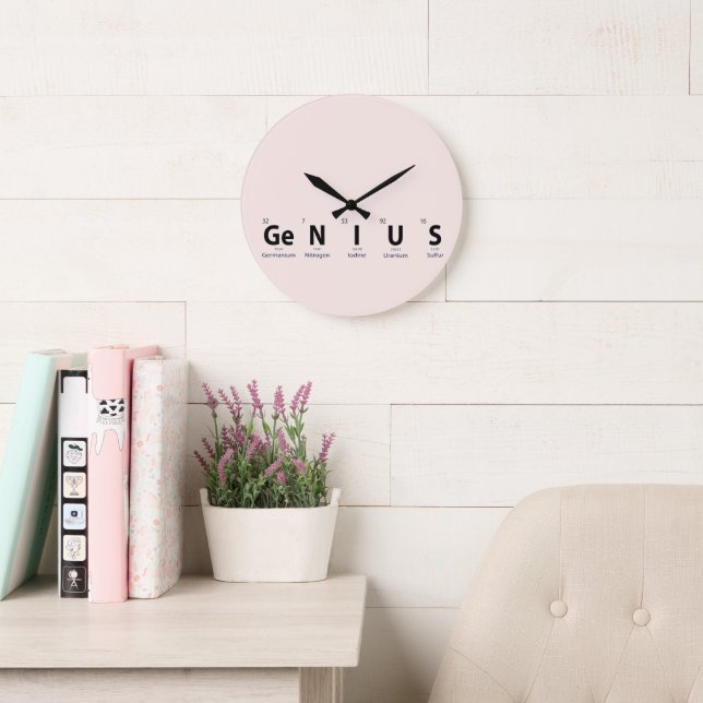 'Genius' Periodic Table - Soft Blush Beige Large Clock (Reading Room)