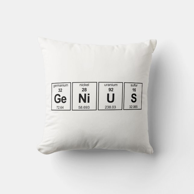 GeNiUS Periodic Table Throw Pillow (Front)