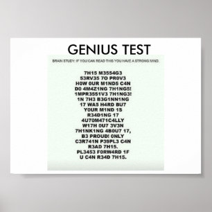 Genius Test poster with text to test your mind