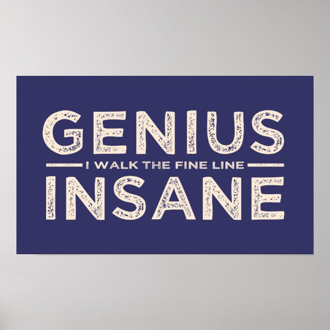 GENIUS VS INSANE custom color poster (Front)