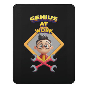 genius work funny geek repair computer animation c door sign