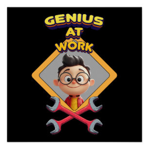 genius work funny geek repair computer animation c poster
