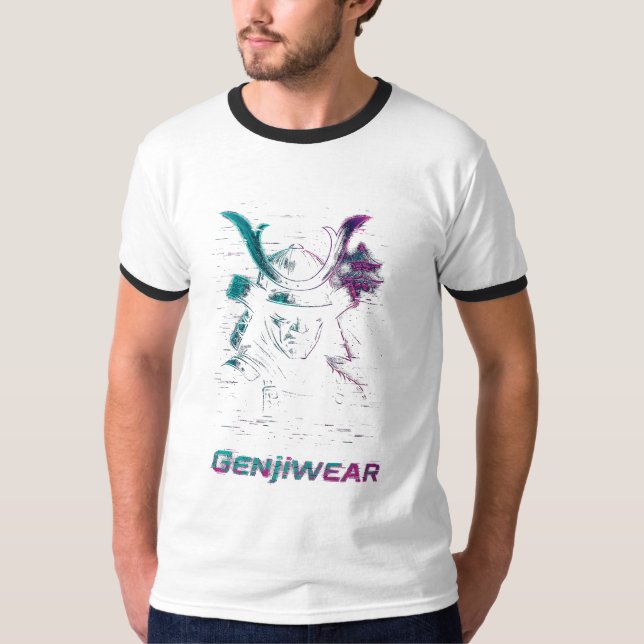 Genjiwear Digital Samurai – Neon Temple Cyber Warr T-Shirt (Front)
