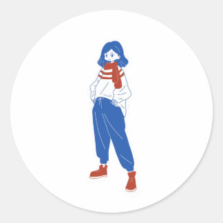 Genki girl classic round sticker