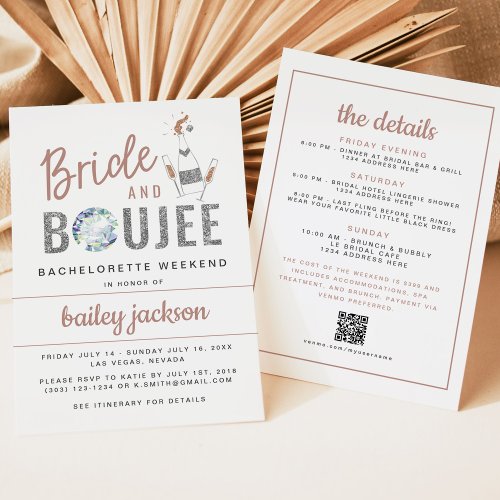 GENNA  Bride and Boujee Bachelorette Itinerary Invitation