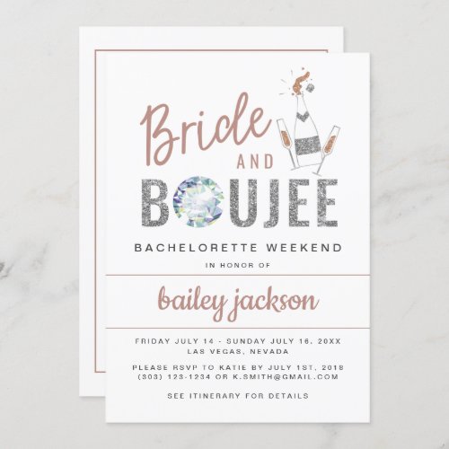 GENNA  Bride and Boujee Bachelorette Itinerary Invitation