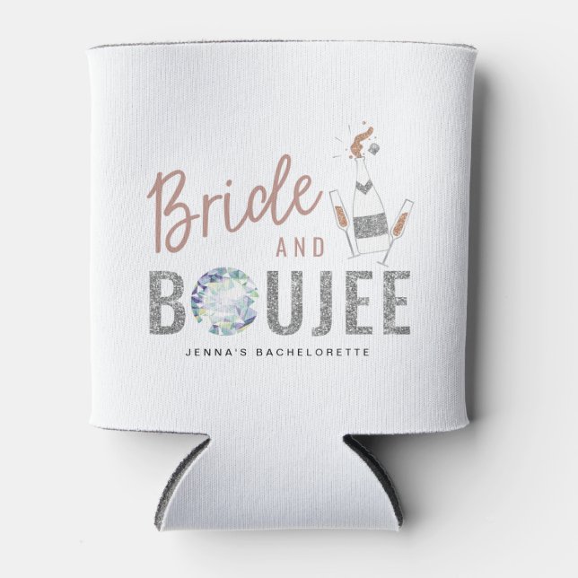 GENNA | Bride and Boujee Rose Gold Bachelorette Can Cooler (Front)