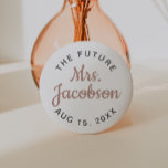 GENNA | Cute Rose Gold Script Future Mrs Button<br><div class="desc">This button pin features a cute rose gold script font with the wording 'future mrs." Easily edit all wording and colors to match your event style. This button is perfect for a bridal shower or bachelorette weekend party - a great gift for the bride to be.</div>