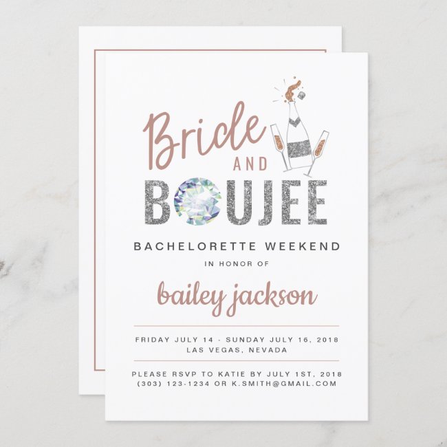 Genna - Rose Gold Bride and Boujee Champagne Invitation