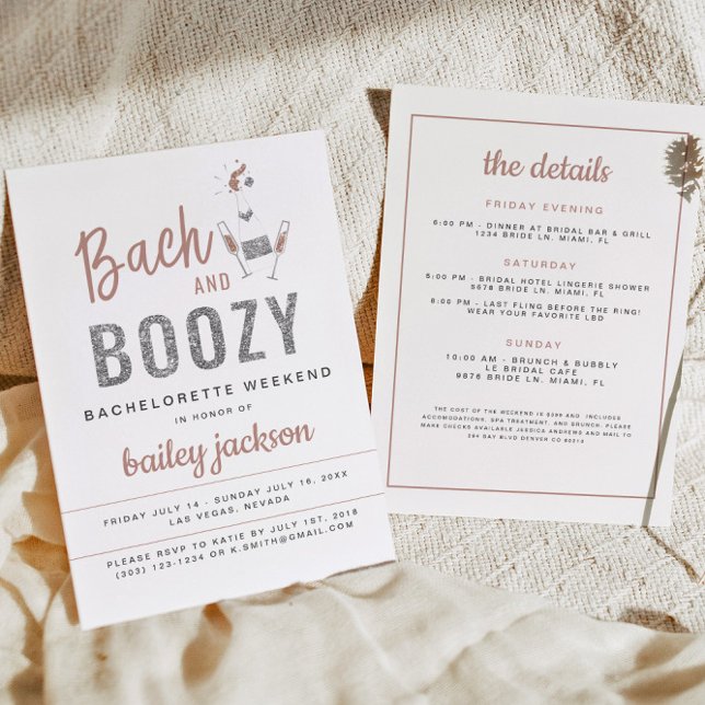 GENNA Rose Gold Glitter Bach and Boozy Invitation (Creator Uploaded)