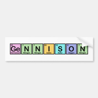 Gennison made of Elements Bumper Sticker