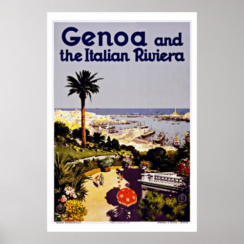 Genoa Genova Italy Vintage Travel Poster