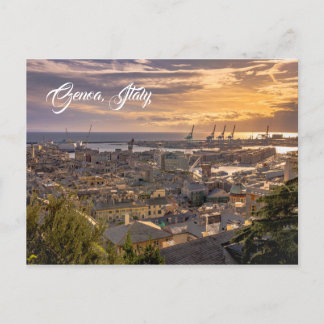 Genoa harbor, Italy. Postcard