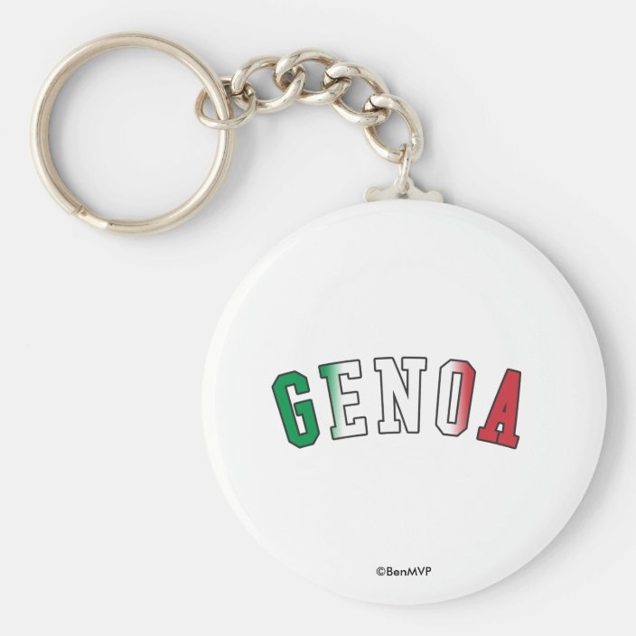 Genoa in Italy National Flag Colors Keychain